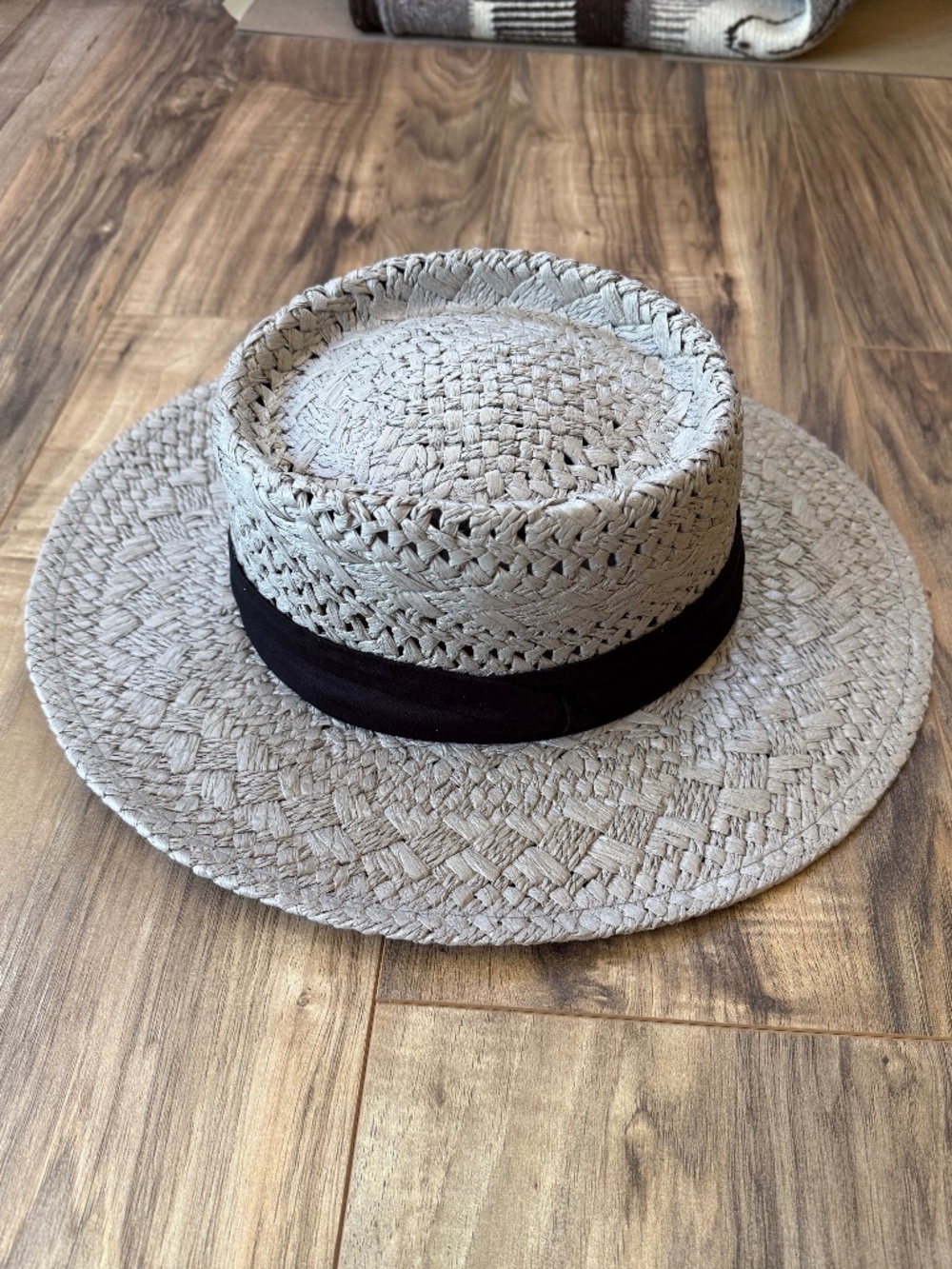 Paper Straw Hat With Ribbon Trim - Picture 2 of 9